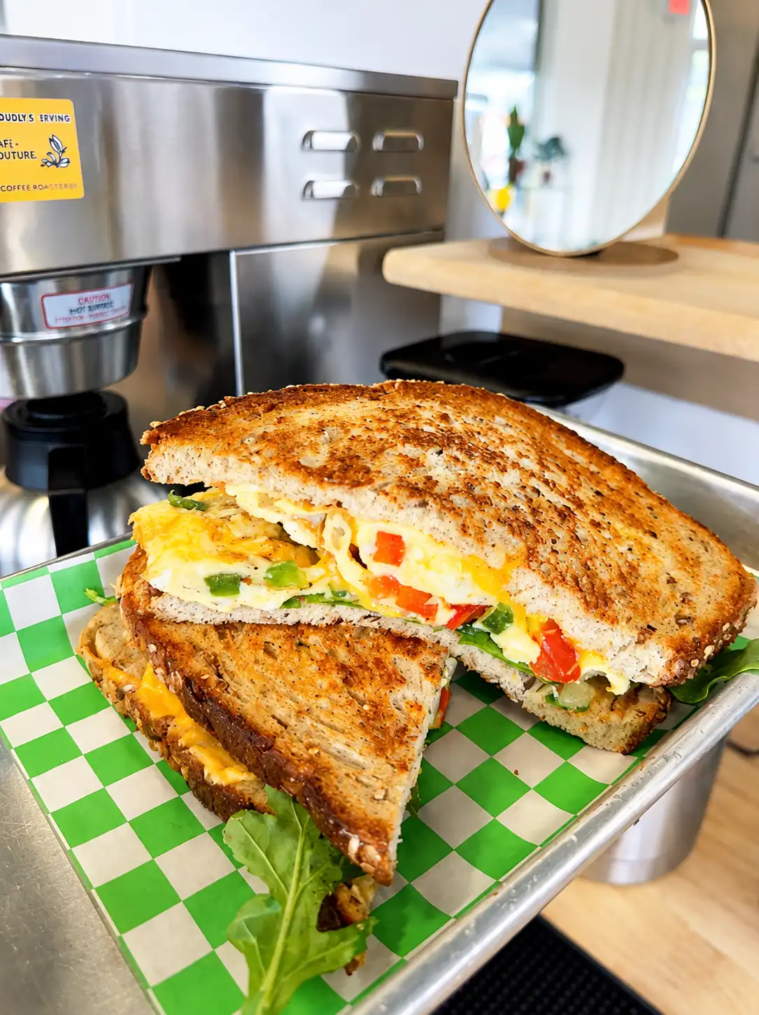 Melted sandwich with fries