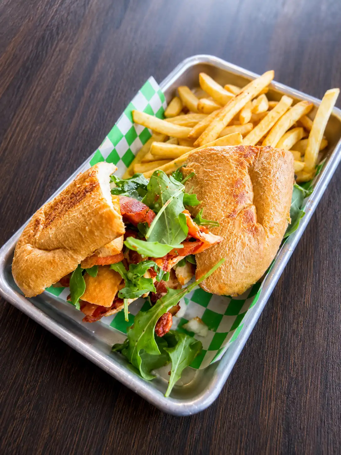 Salad with fries tray