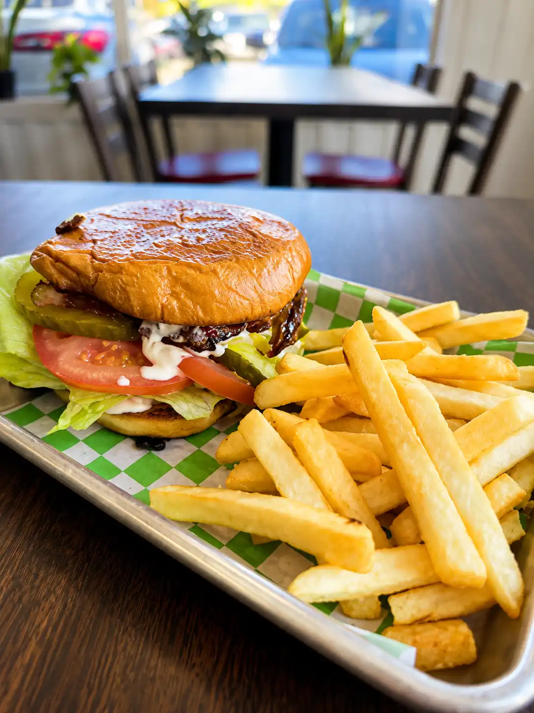 Burger basket close-up