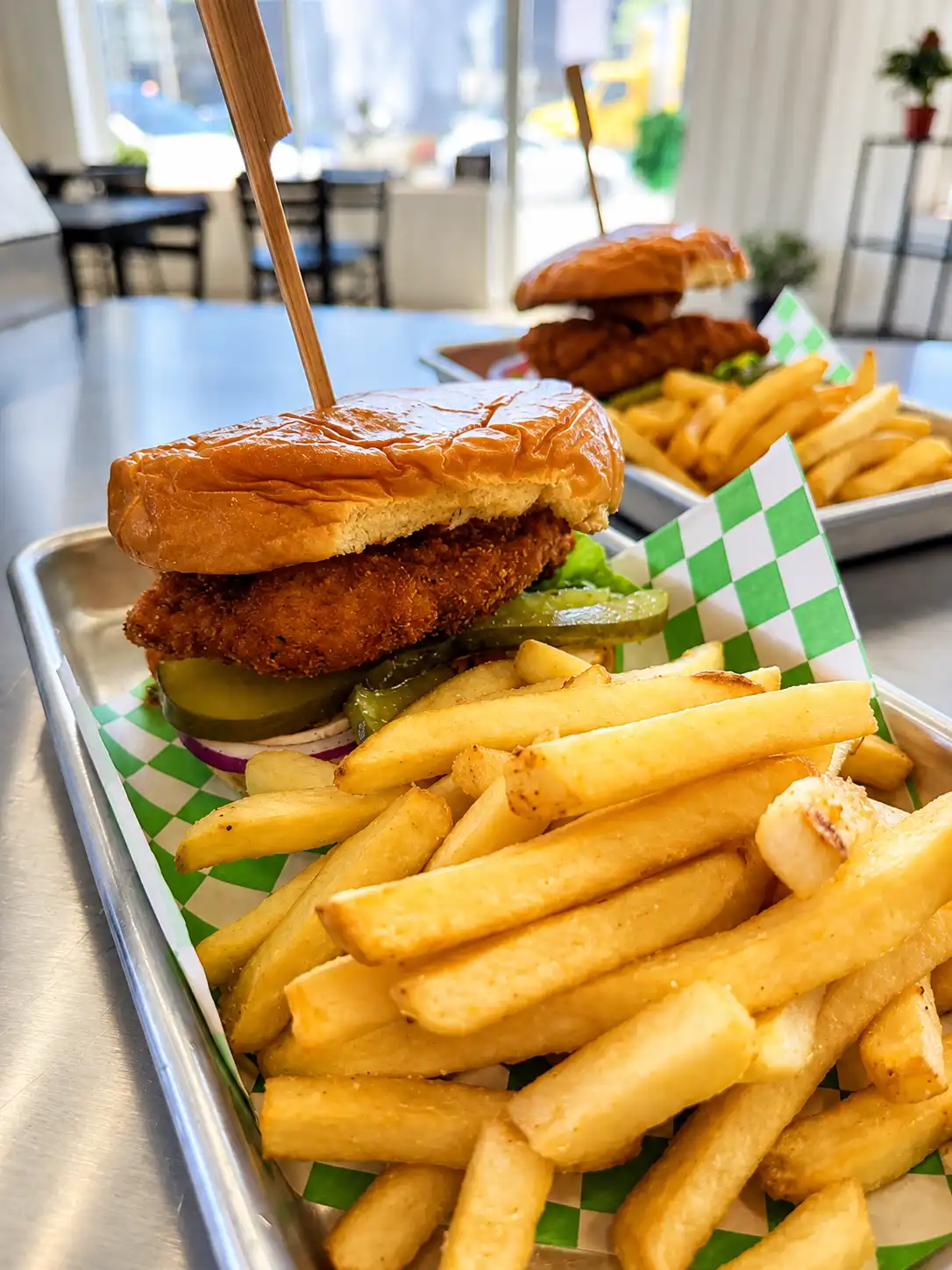 Double burger and fries