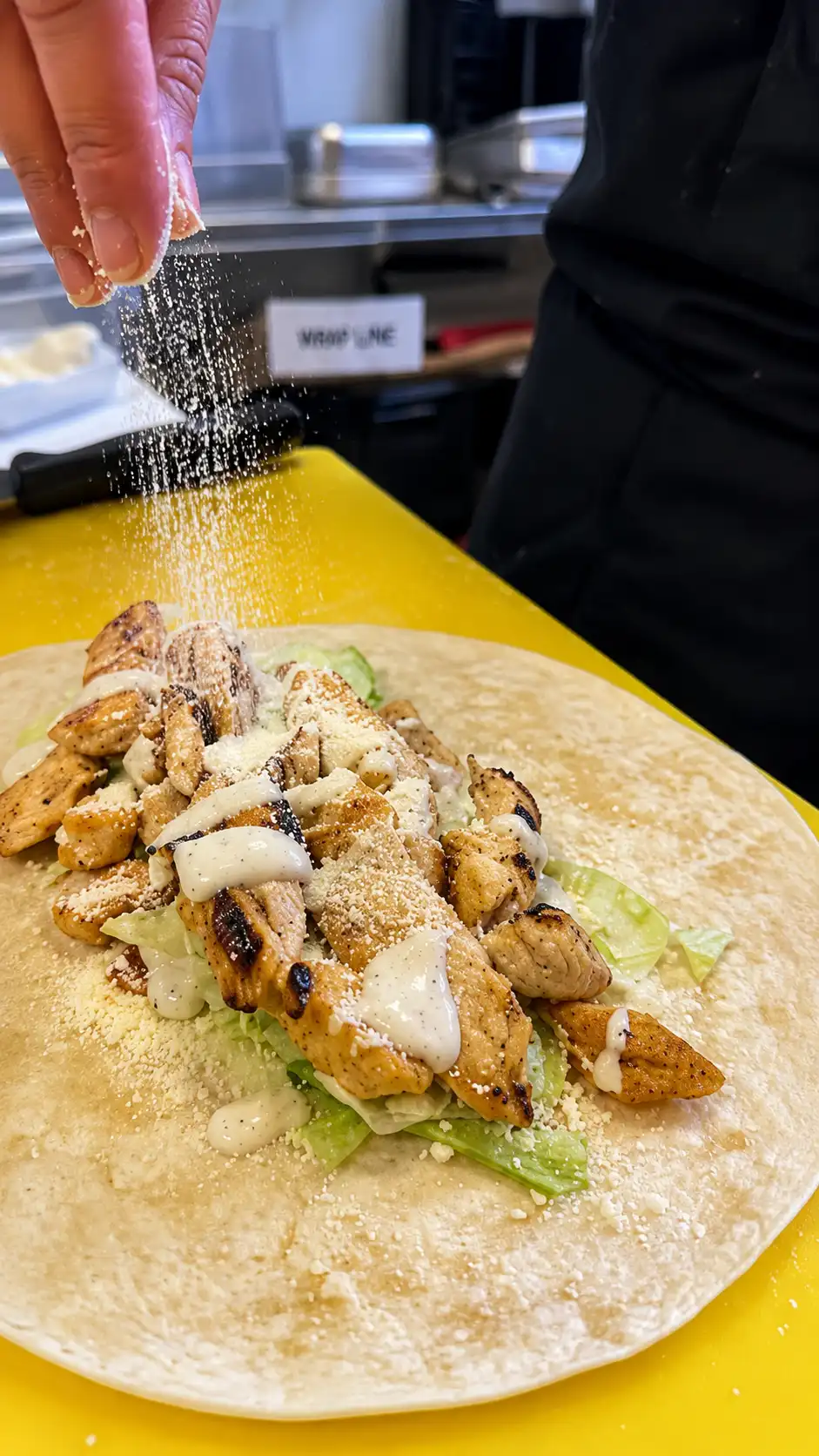 Chicken wrap on the line