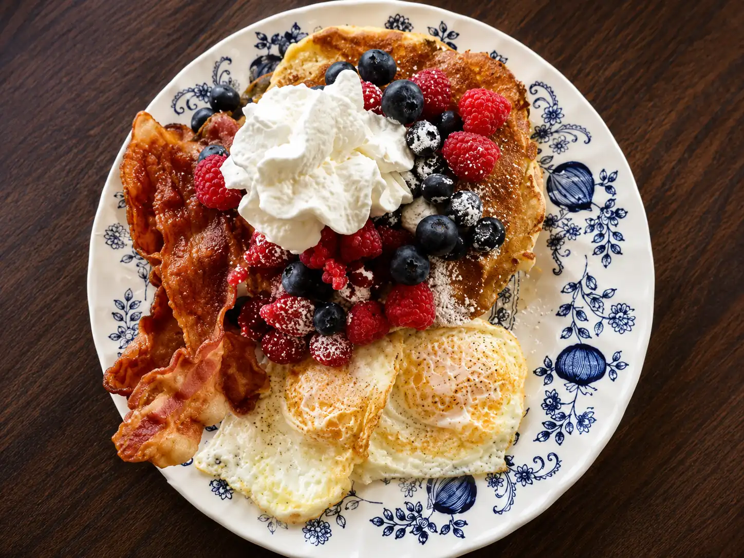 Berries-and-cream pancake plate